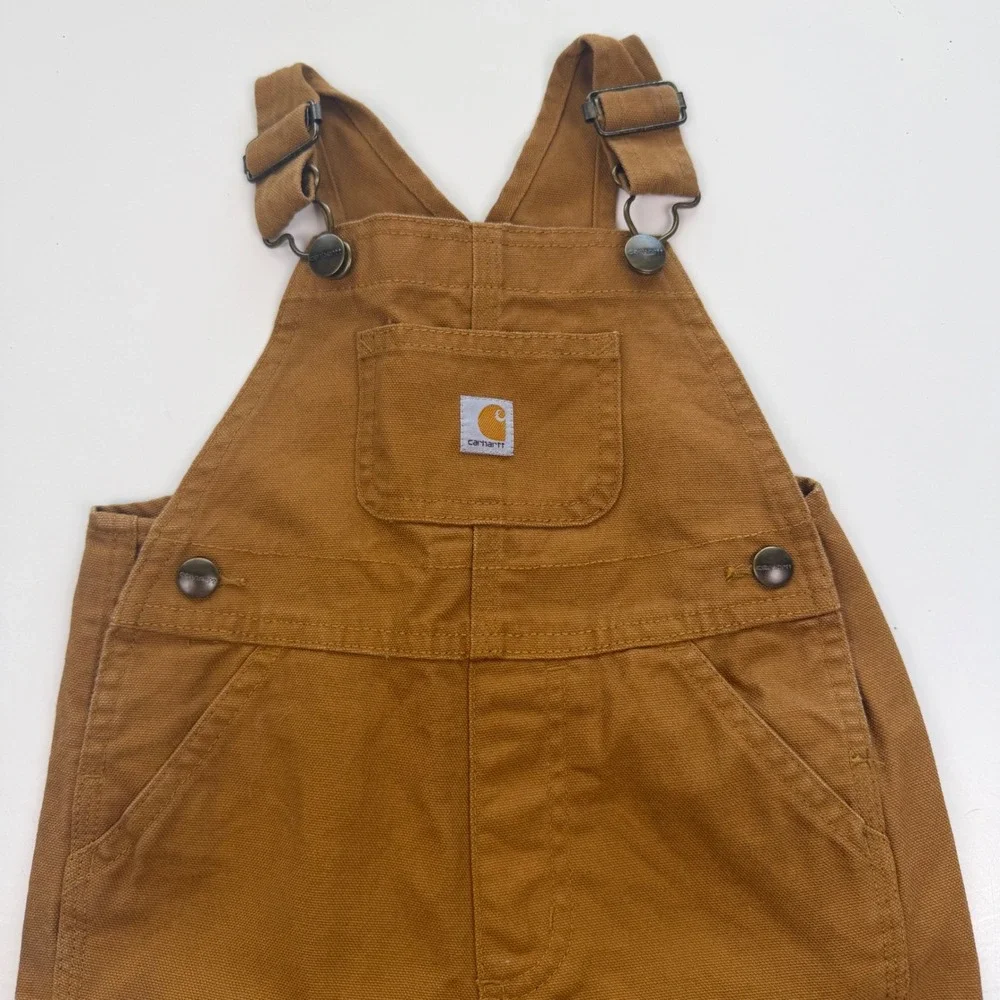 Carhartt Kids Brown Duck Canvas Double Knee Bib Overall 24 months Play Outdoor
